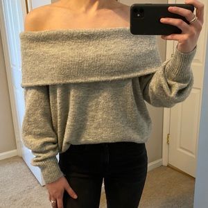 Off the Shoulder Grey Sweater